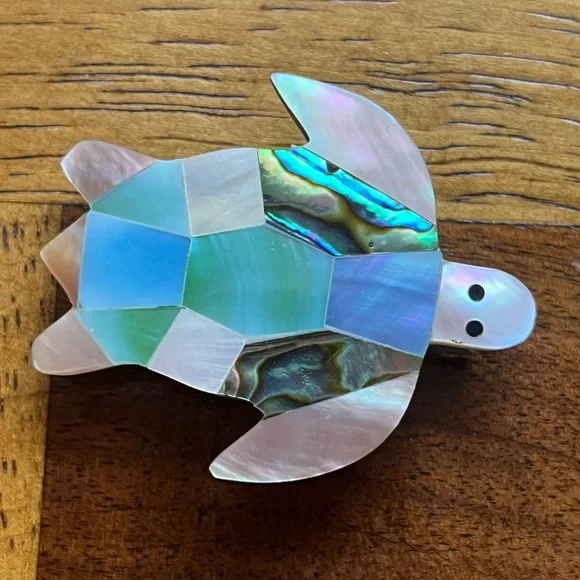 Sea turtle hair clip natural shell inlay - Picture 1 of 4